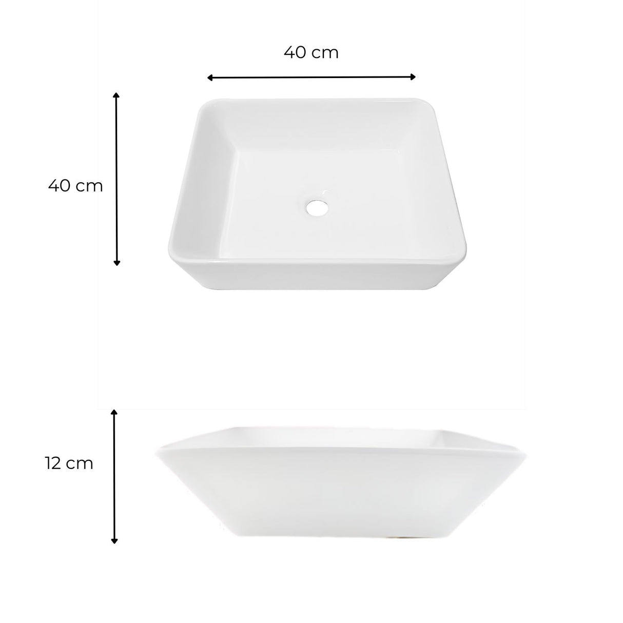 Lavamanos Porcelana Blanco Cuadrado 40x40x12 Vessel