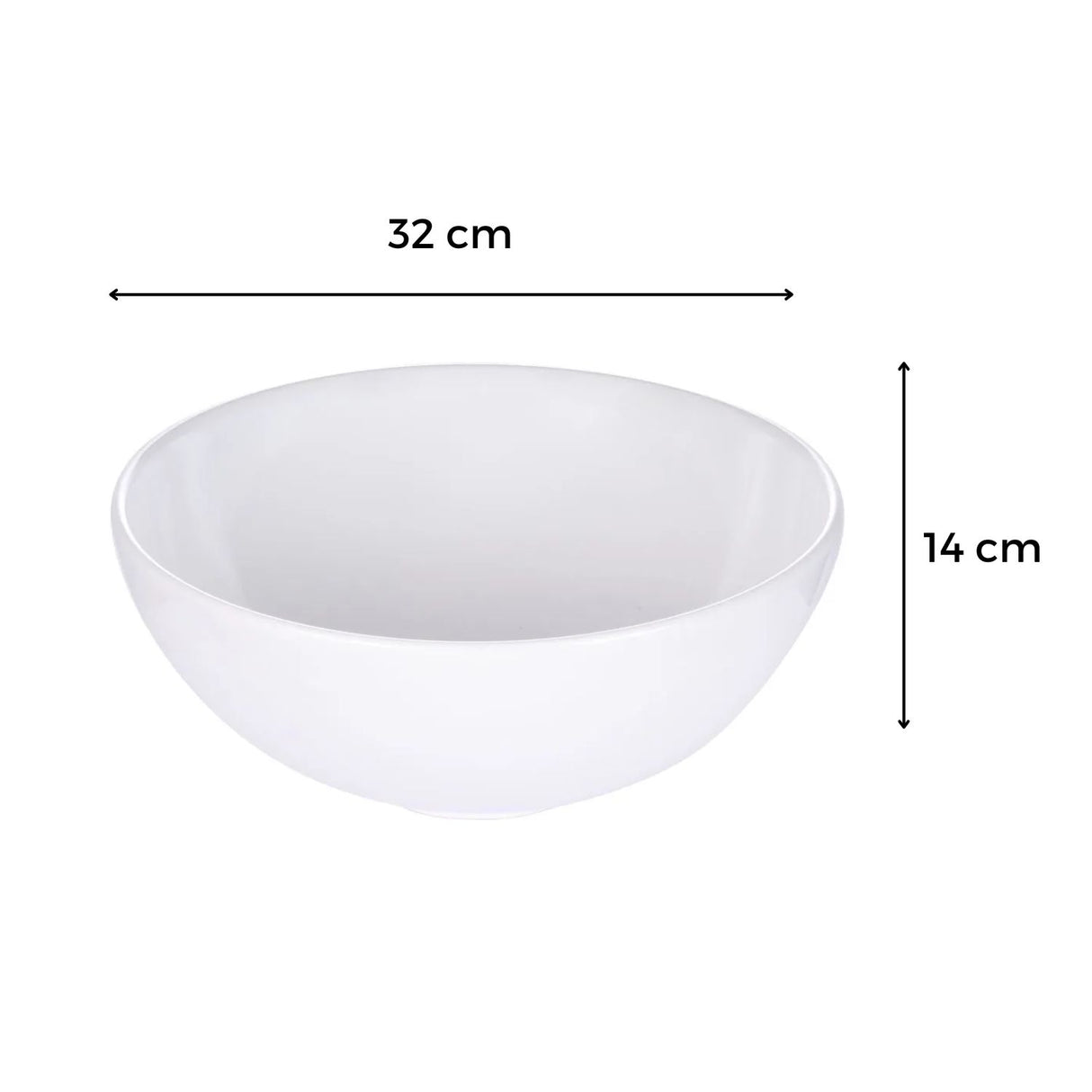 Lavamanos Redondo Sobreponer 32cm - Cerámica Blanca, 14cm Alto