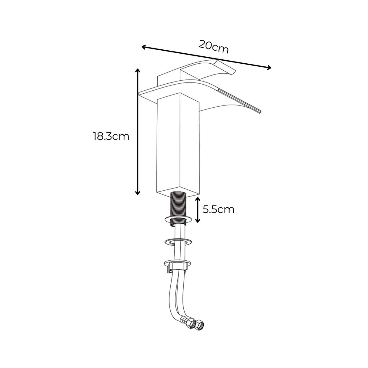 Grifería Cascada Baja 18.3*16 cm Acero Cromada