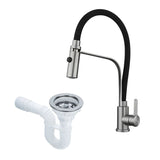 Kit Grifería Para Cocina Cuello Flexible Monocontrol Negra