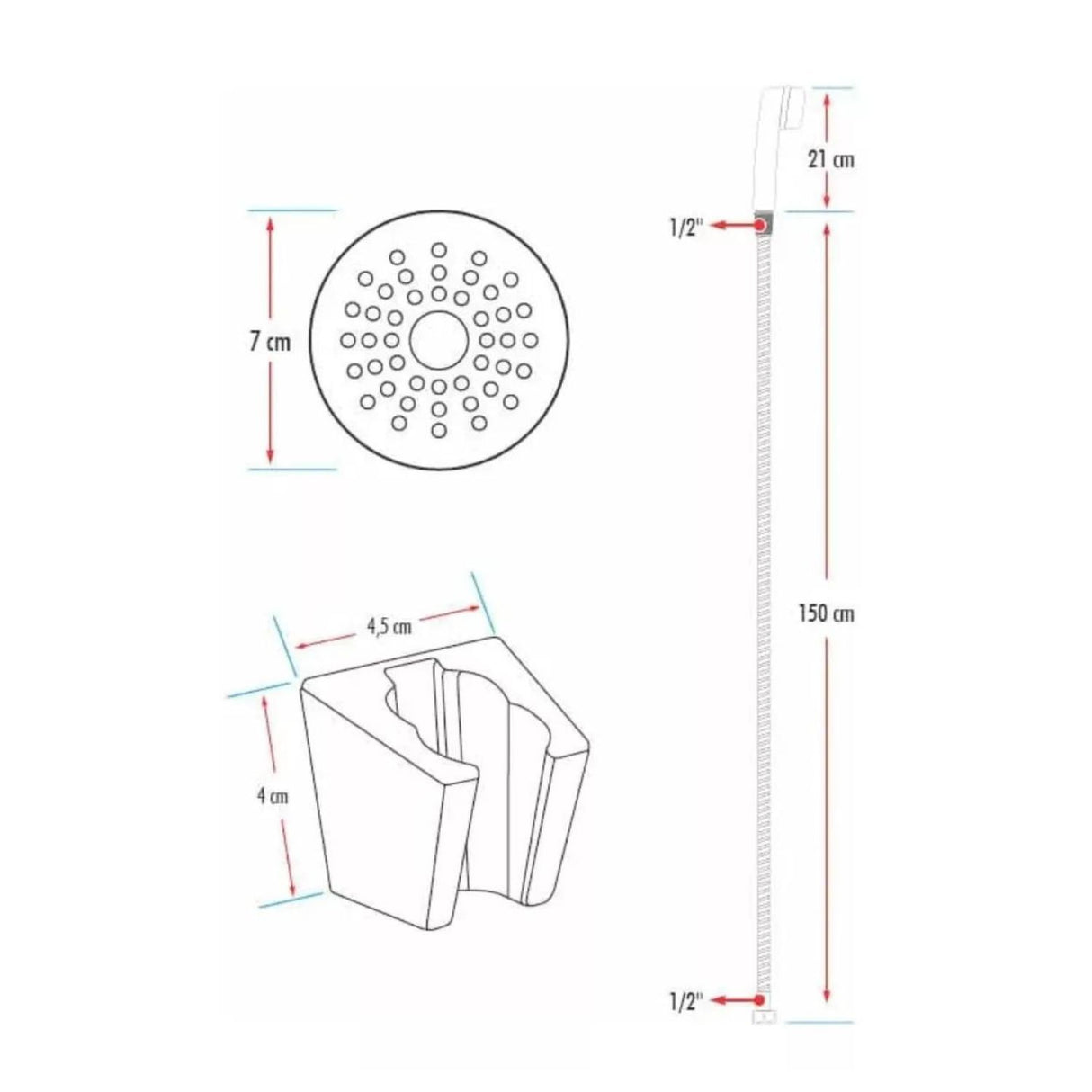 Kit Ducha Telefono + Barra Seguridad de 30 cm