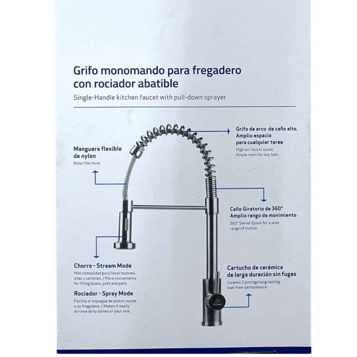 GRIFO MONOMANDO CUELLO FLEXIBLE EXTENSIBLE ACERO INOXIDABLE