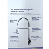 GRIFO MONOMANDO CUELLO FLEXIBLE EXTENSIBLE ACERO INOXIDABLE