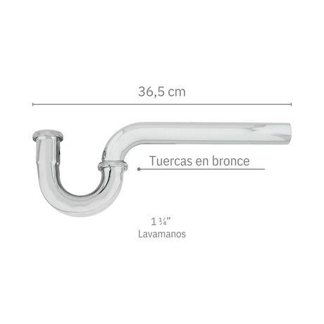 Sifón Tipo P Acero Lavamanos (1"  ¼)