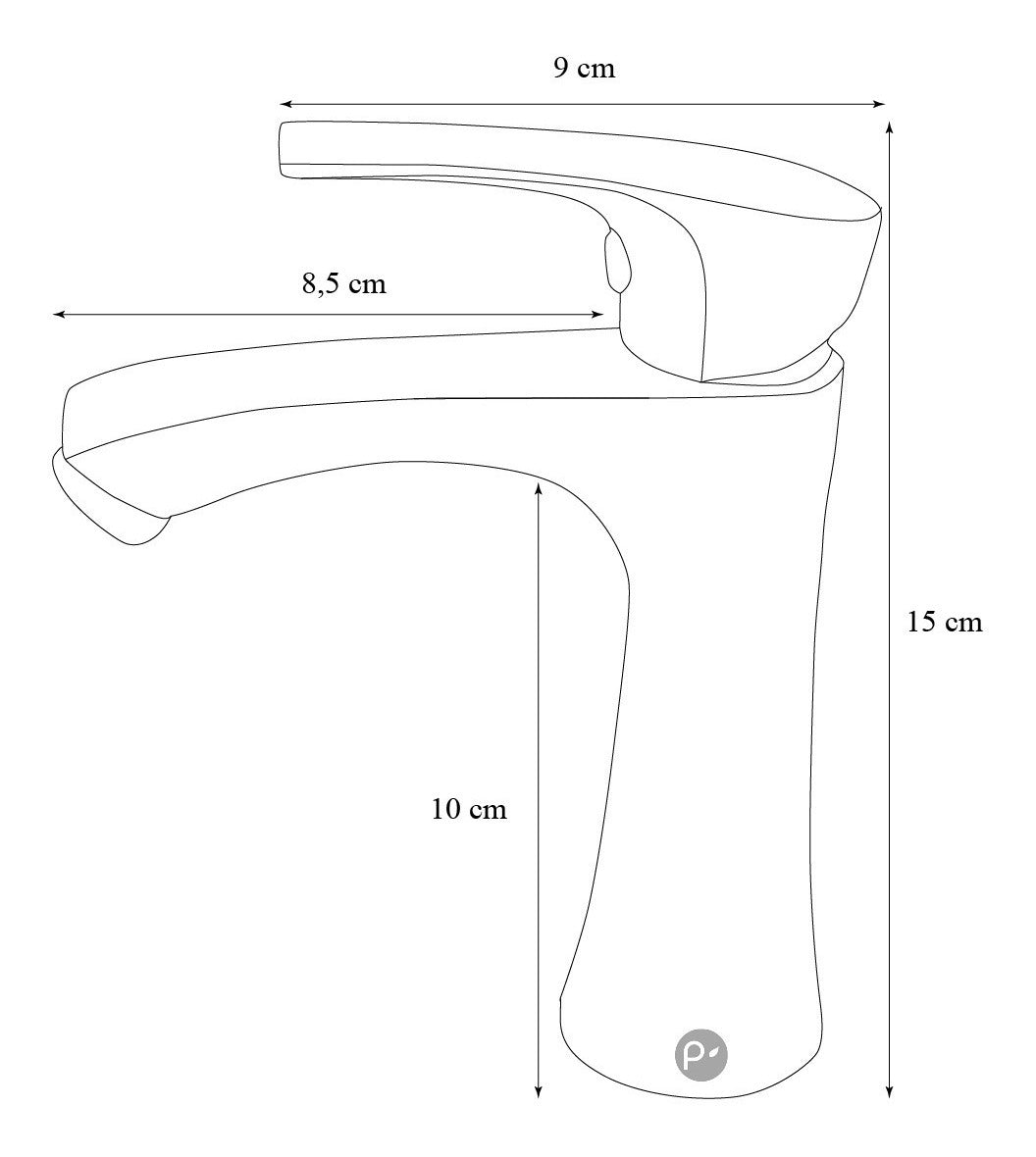 Llave Lavamanos Poste Curvo Satinado Metal Alta Calidad