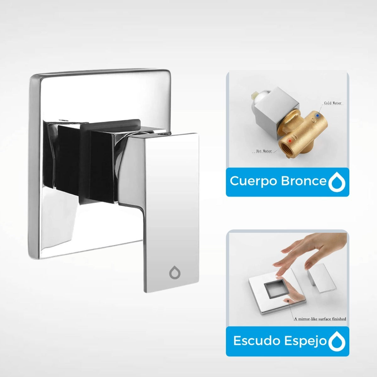 Griferia Ducha Monocontrol Alta Calidad Cromo Quadra Bronce